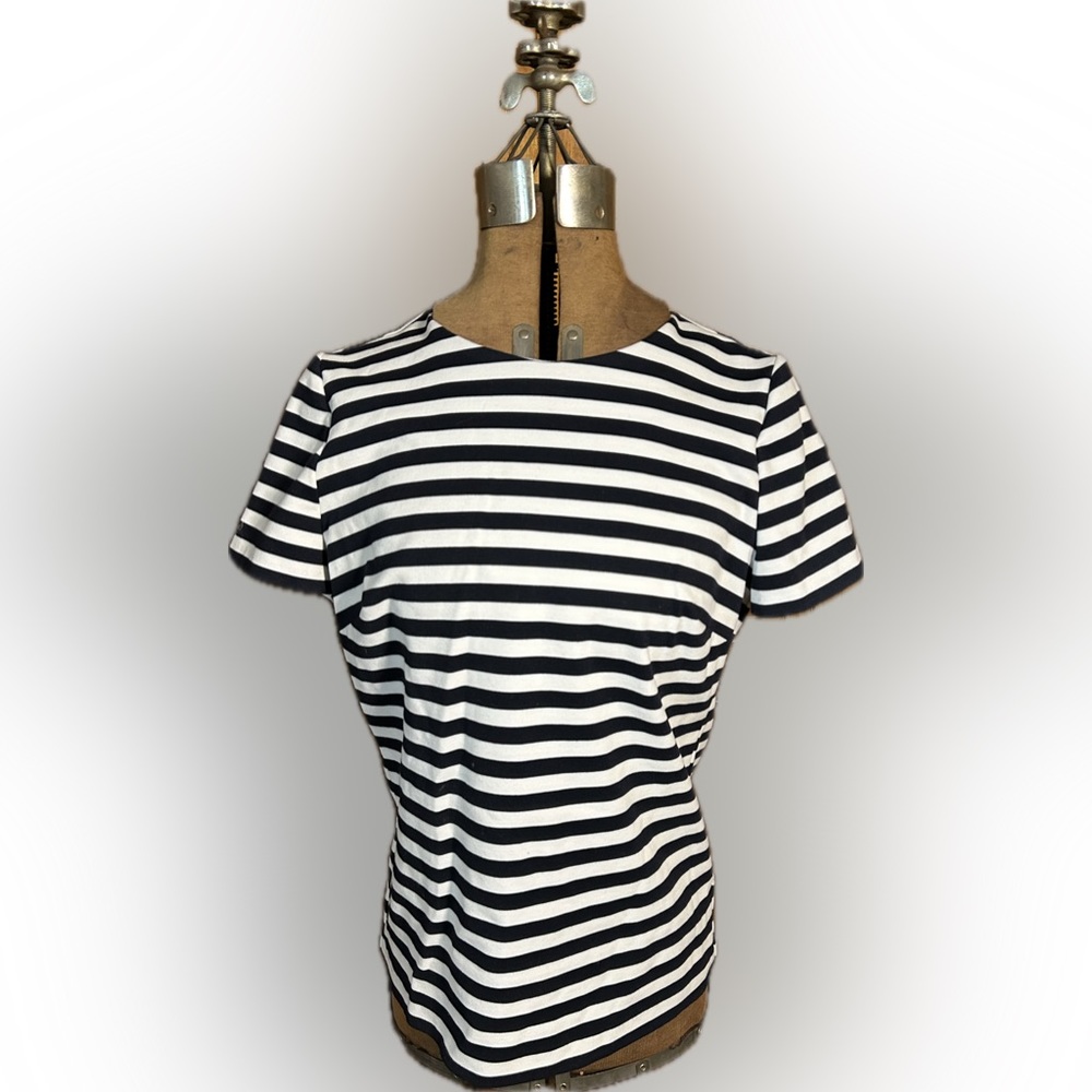 Black and white striped zip back blouse from Michael Kors
